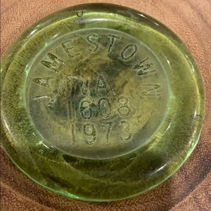 Virginia Green Glass Souvenir Paperweight